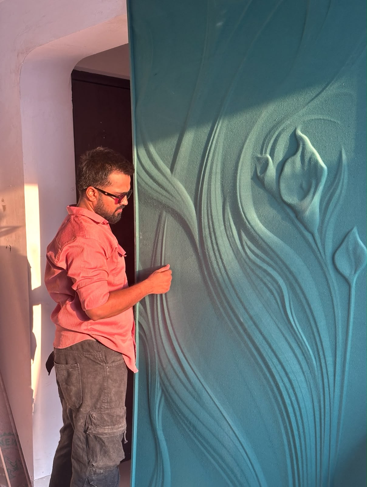 Carved Relief Wall Panel Inspection